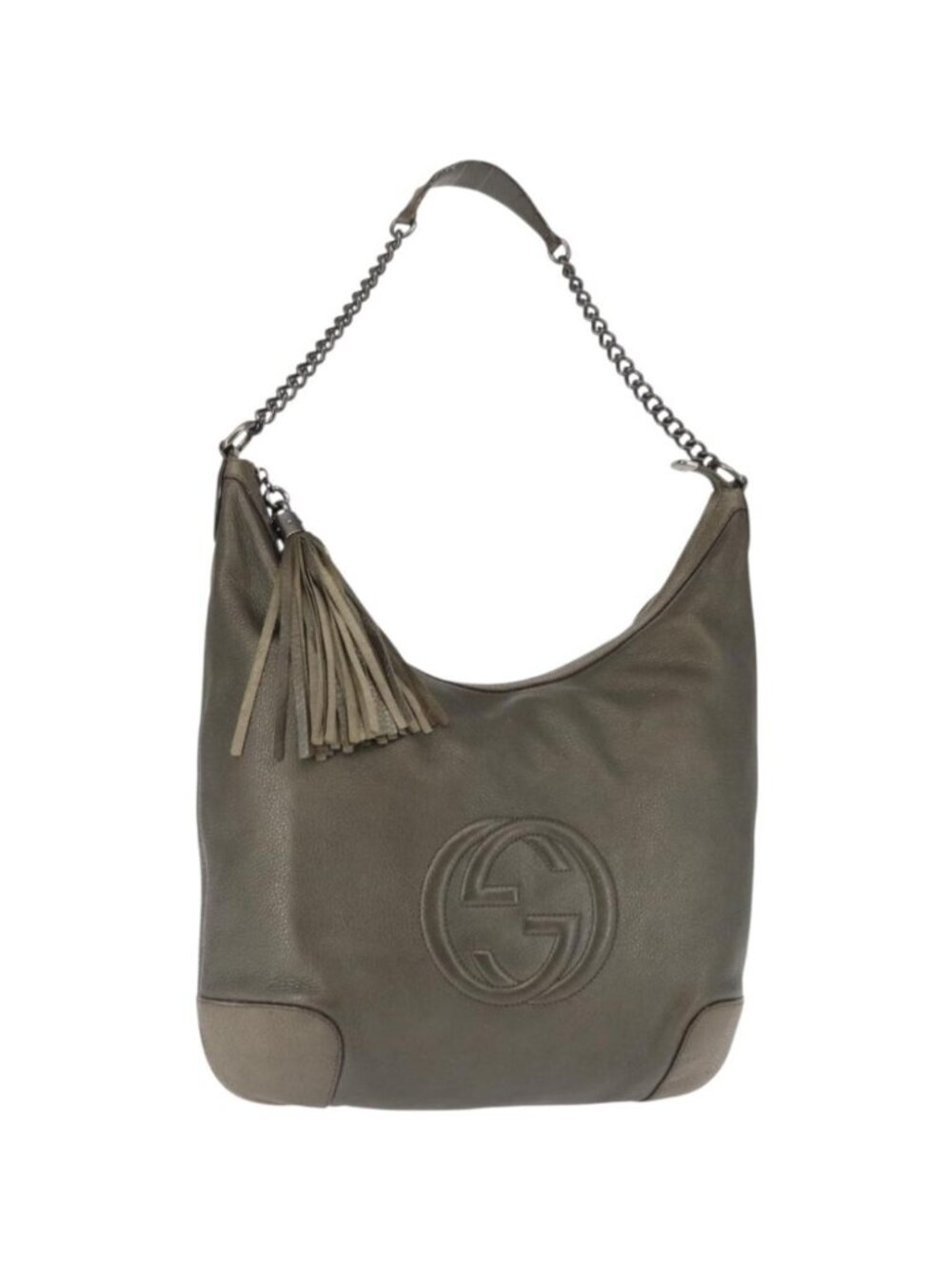 GUCCI Soho Chain Shoulder Bag Leather Gray 326706